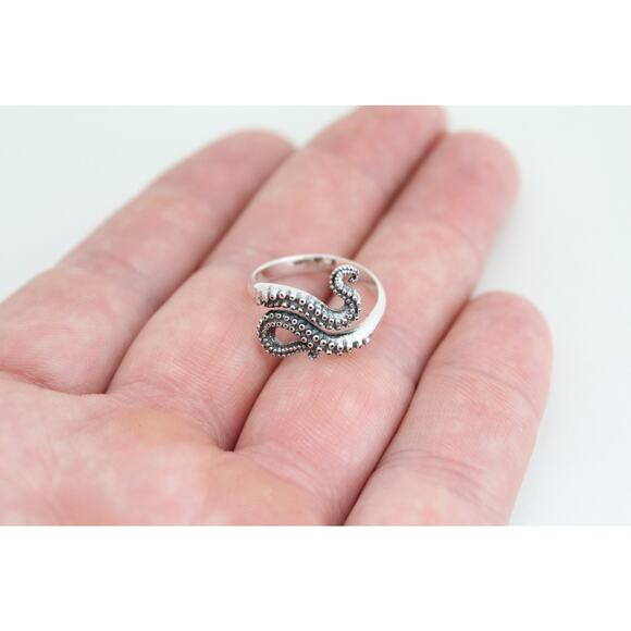 Sterling Silver Octopus Tentacle Adjustable Ring - Picture 2 of 7